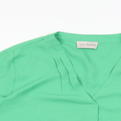 Womens UK Size 14 Via Appia Green Basic Blouse