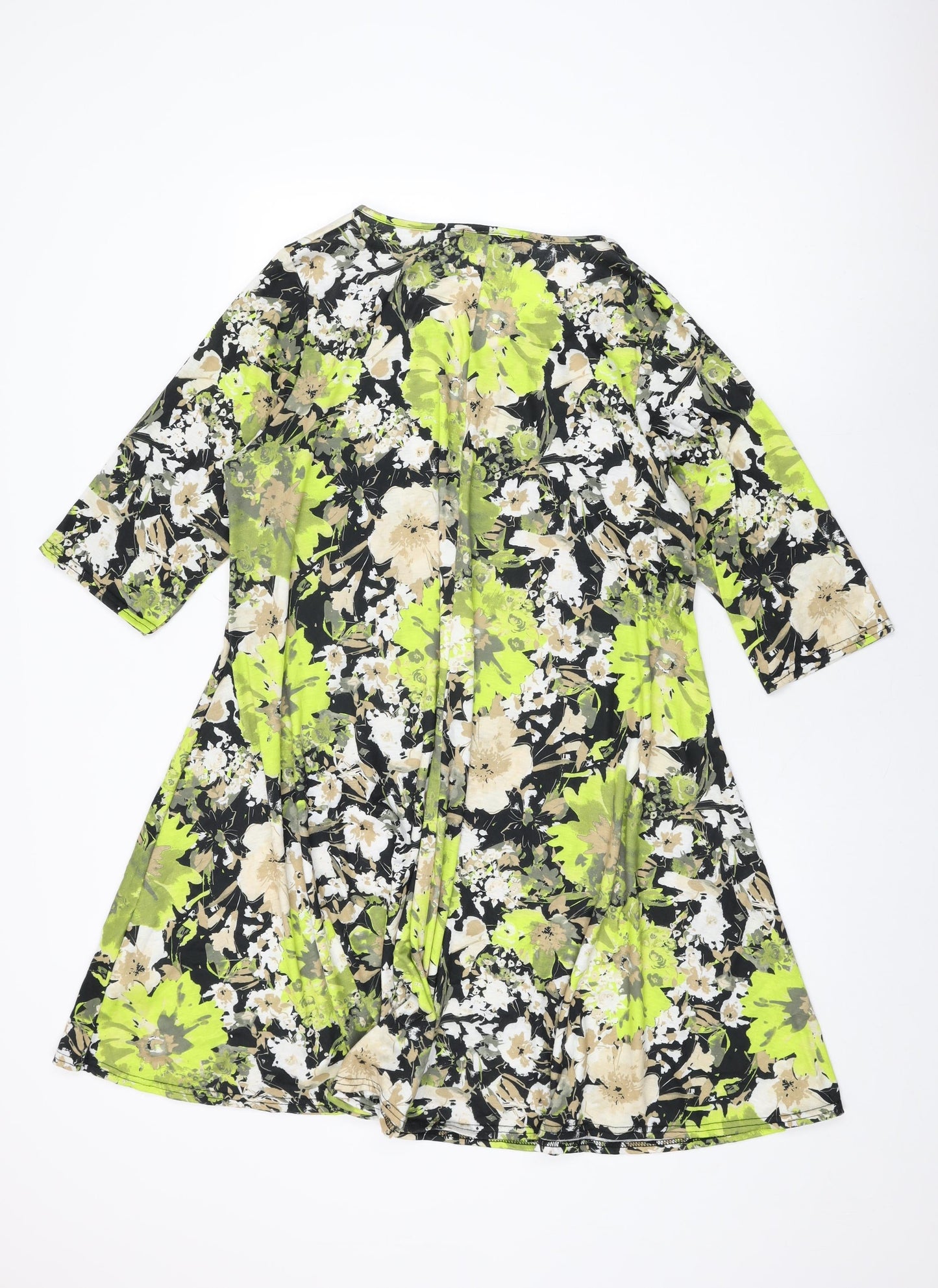 Boohoo Womens Black Floral Polyester Shift Size 20 V-Neck Pullover