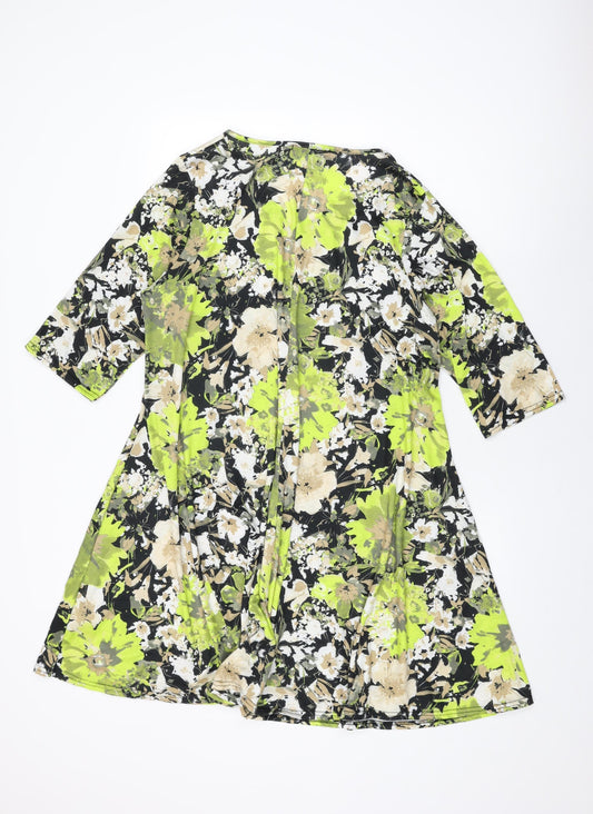 Boohoo Womens Black Floral Polyester Shift Size 20 V-Neck Pullover