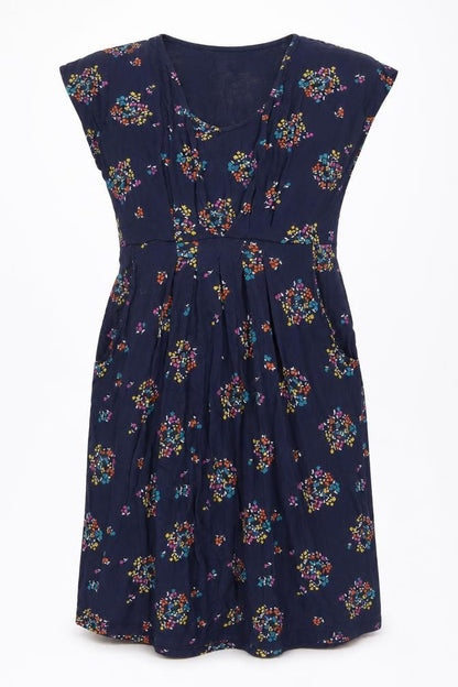 JoJo Maman Bébé Womens Blue Floral Viscose Shift Size M Round Neck Pullover