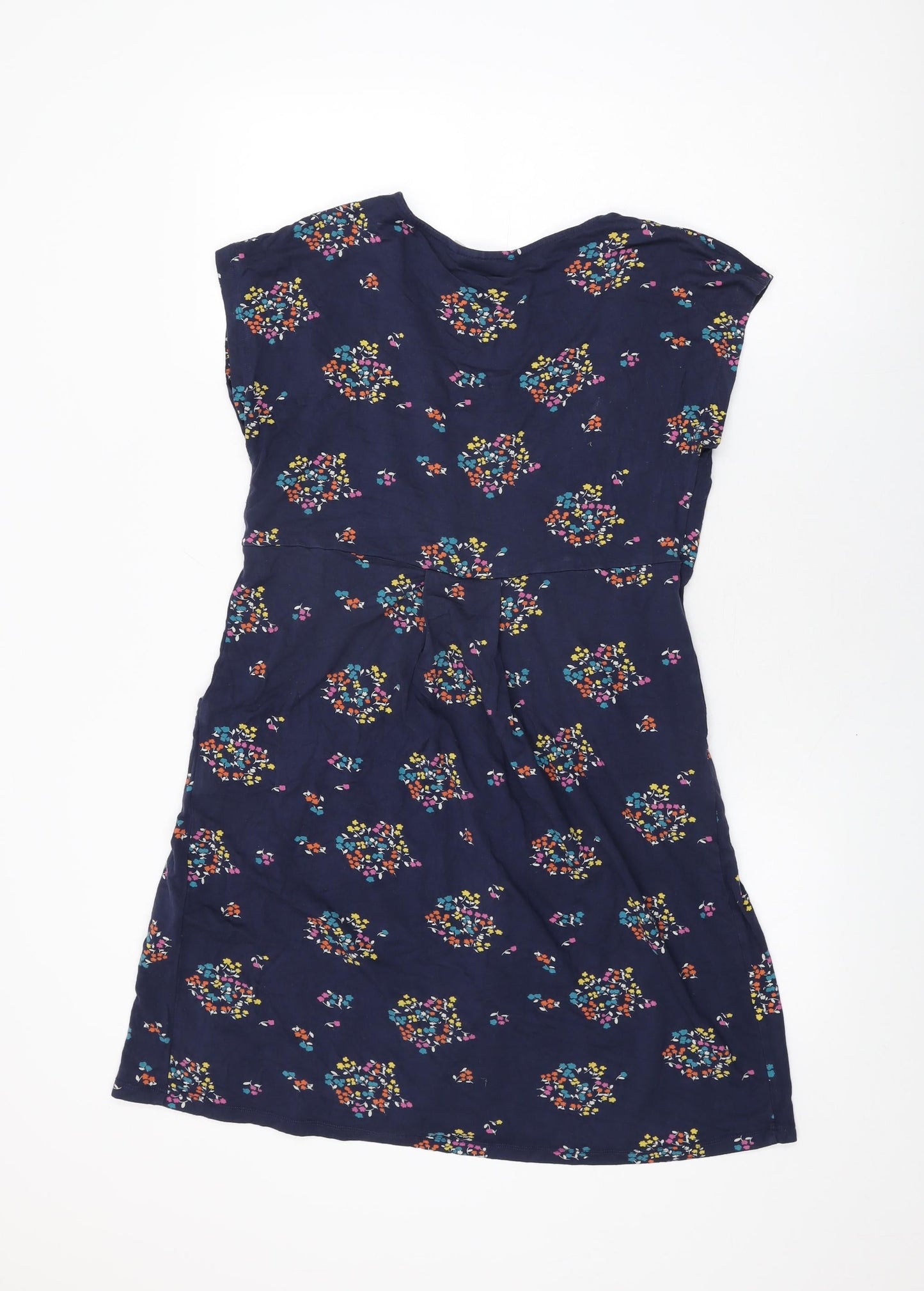 JoJo Maman Bébé Womens Blue Floral Viscose Shift Size M Round Neck Pullover