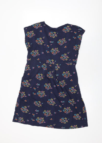 JoJo Maman Bébé Womens Blue Floral Viscose Shift Size M Round Neck Pullover