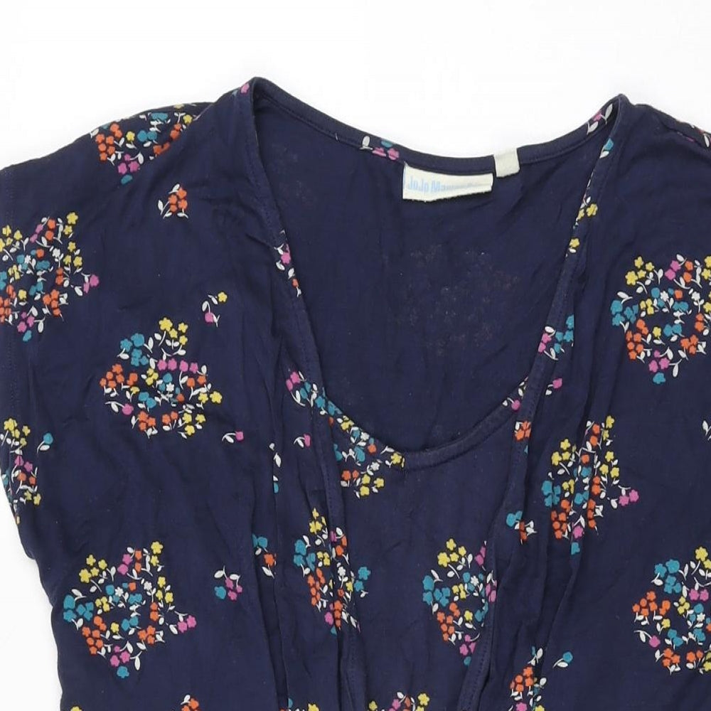 JoJo Maman Bébé Womens Blue Floral Viscose Shift Size M Round Neck Pullover