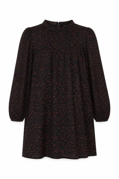 Compania Fantastica Womens Black Polka Dot Polyester Shift Size S Round Neck Button