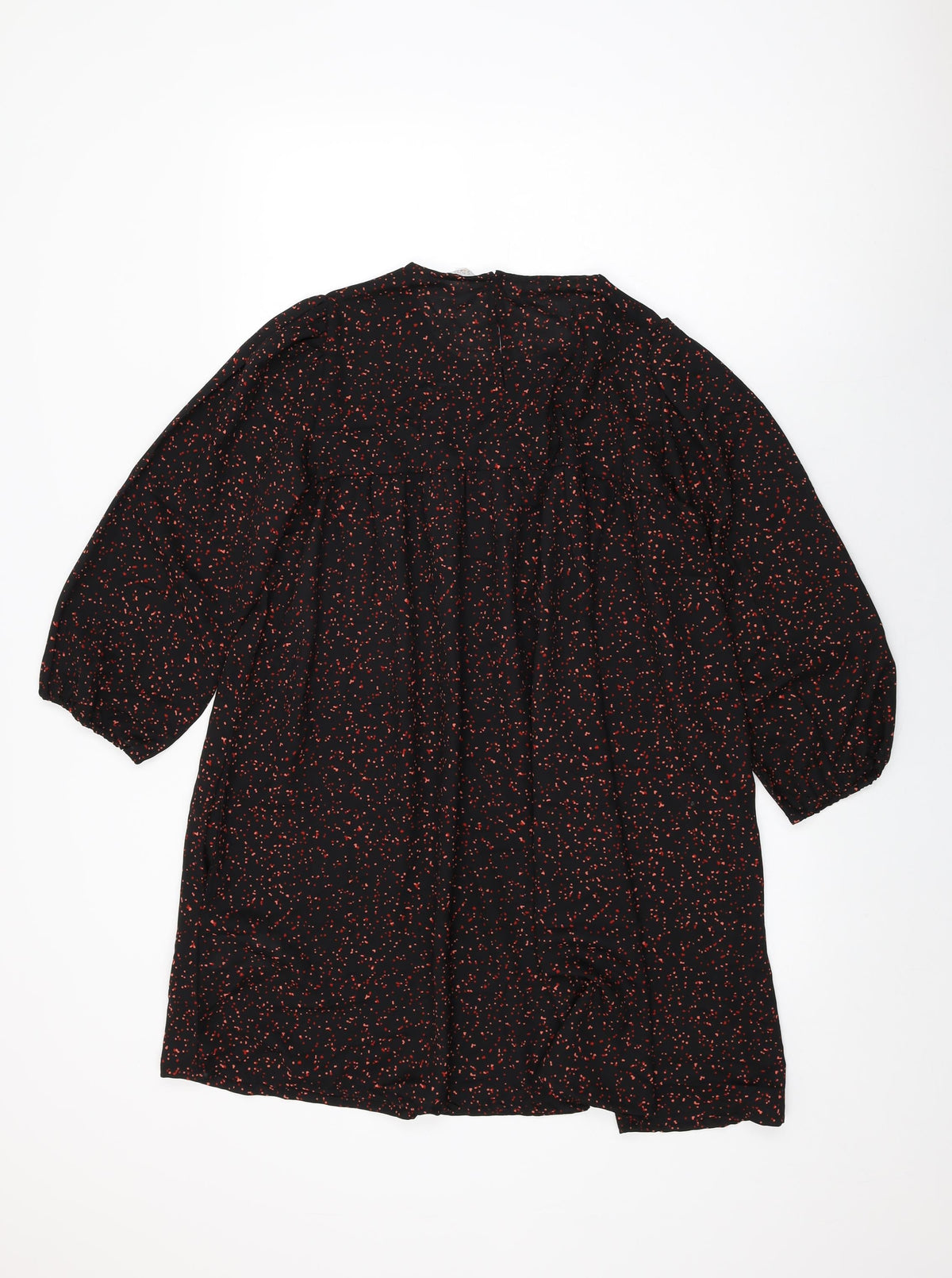 Compania Fantastica Womens Black Polka Dot Polyester Shift Size S Round Neck Button