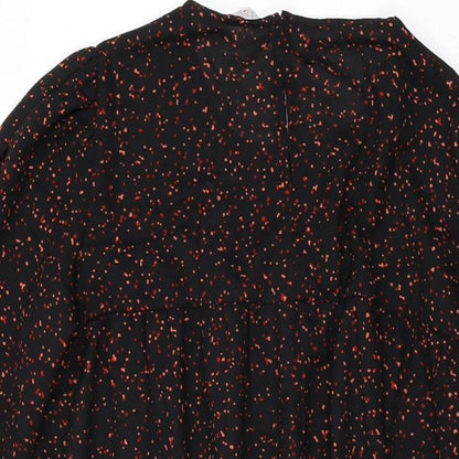 Compania Fantastica Womens Black Polka Dot Polyester Shift Size S Round Neck Button