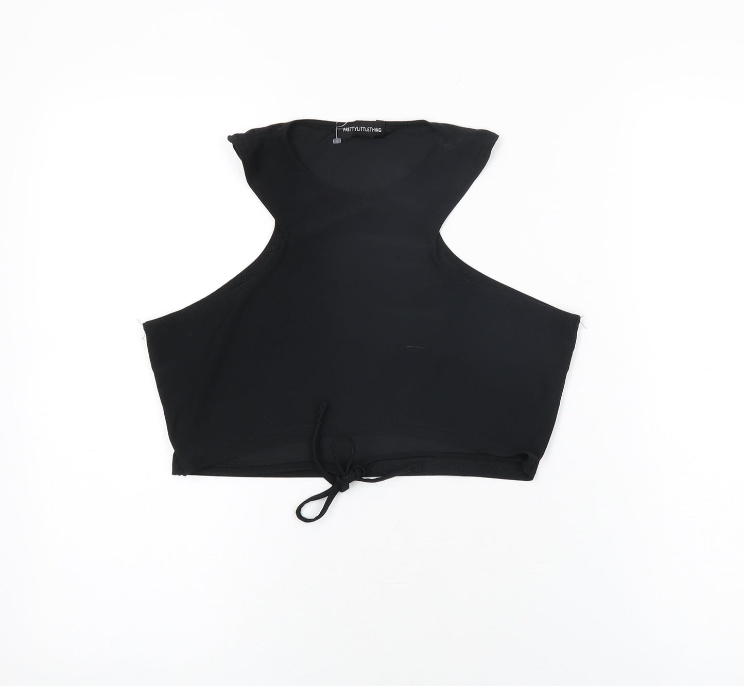 Womens UK Size 12 PRETTYLITTLETHING Black Cropped T-Shirt