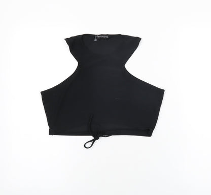 Womens UK Size 12 PRETTYLITTLETHING Black Cropped T-Shirt