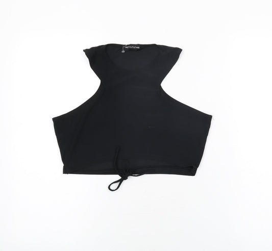 Womens UK Size 12 PRETTYLITTLETHING Black Cropped T-Shirt