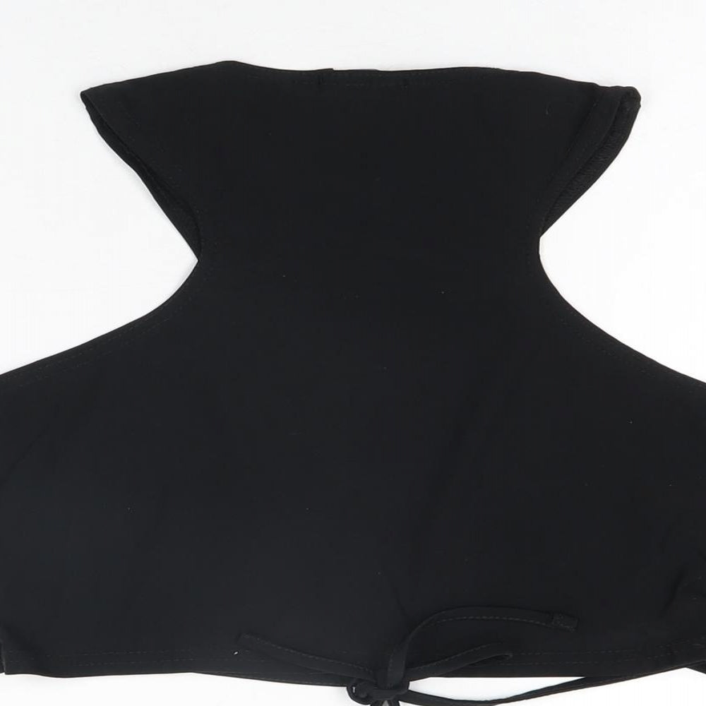 Womens UK Size 12 PRETTYLITTLETHING Black Cropped T-Shirt