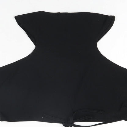 Womens UK Size 12 PRETTYLITTLETHING Black Cropped T-Shirt
