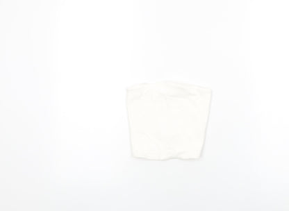 Womens UK Size S Zara White Cropped T-Shirt
