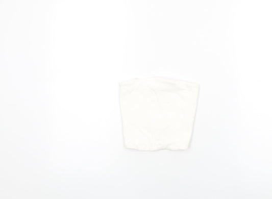 Womens UK Size S Zara White Cropped T-Shirt