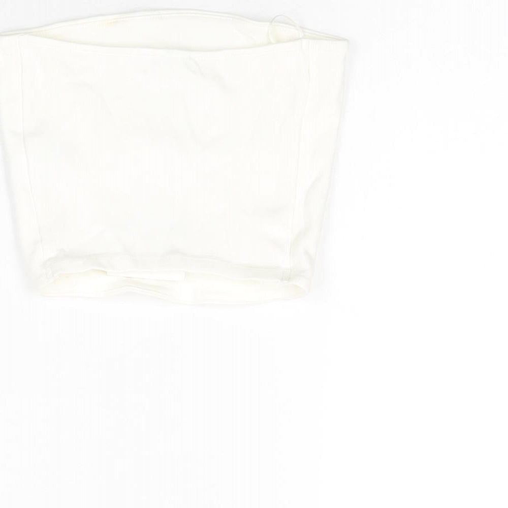 Womens UK Size S Zara White Cropped T-Shirt