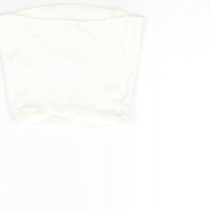 Womens UK Size S Zara White Cropped T-Shirt