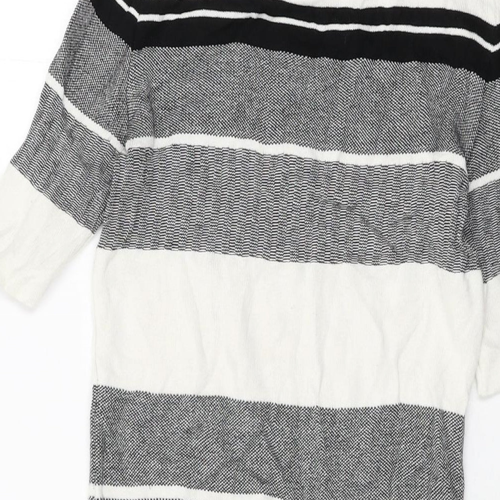 Dorothy Perkins Womens White Striped Viscose Bodycon Size 6 Round Neck Pullover