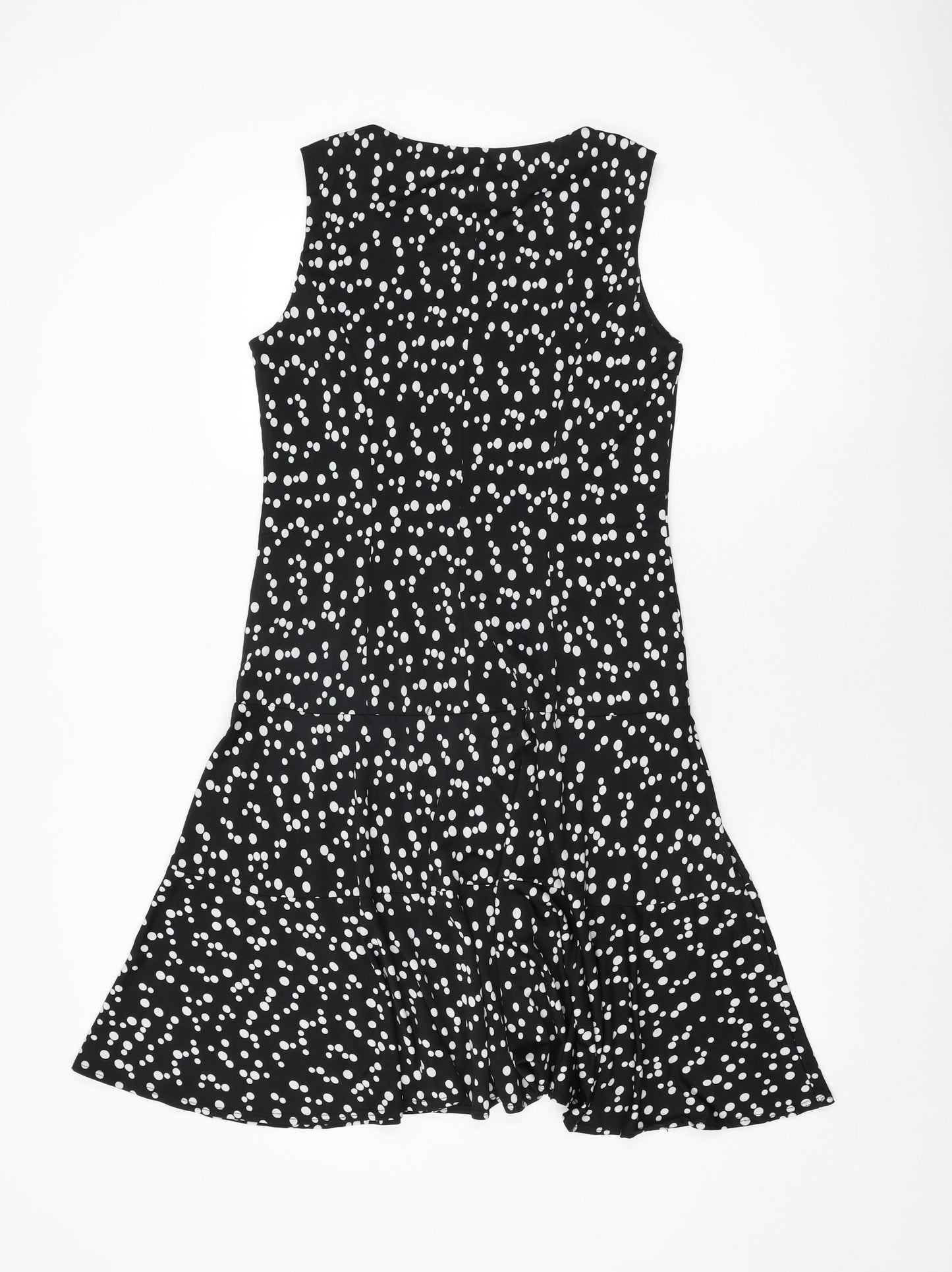Tiana B Womens Black Polka Dot Polyester Shift Size 10 Round Neck Pullover