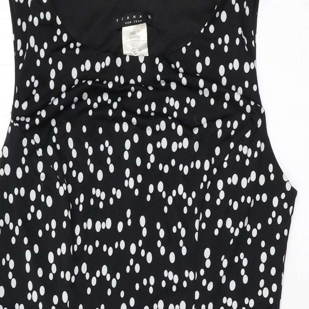 Tiana B Womens Black Polka Dot Polyester Shift Size 10 Round Neck Pullover