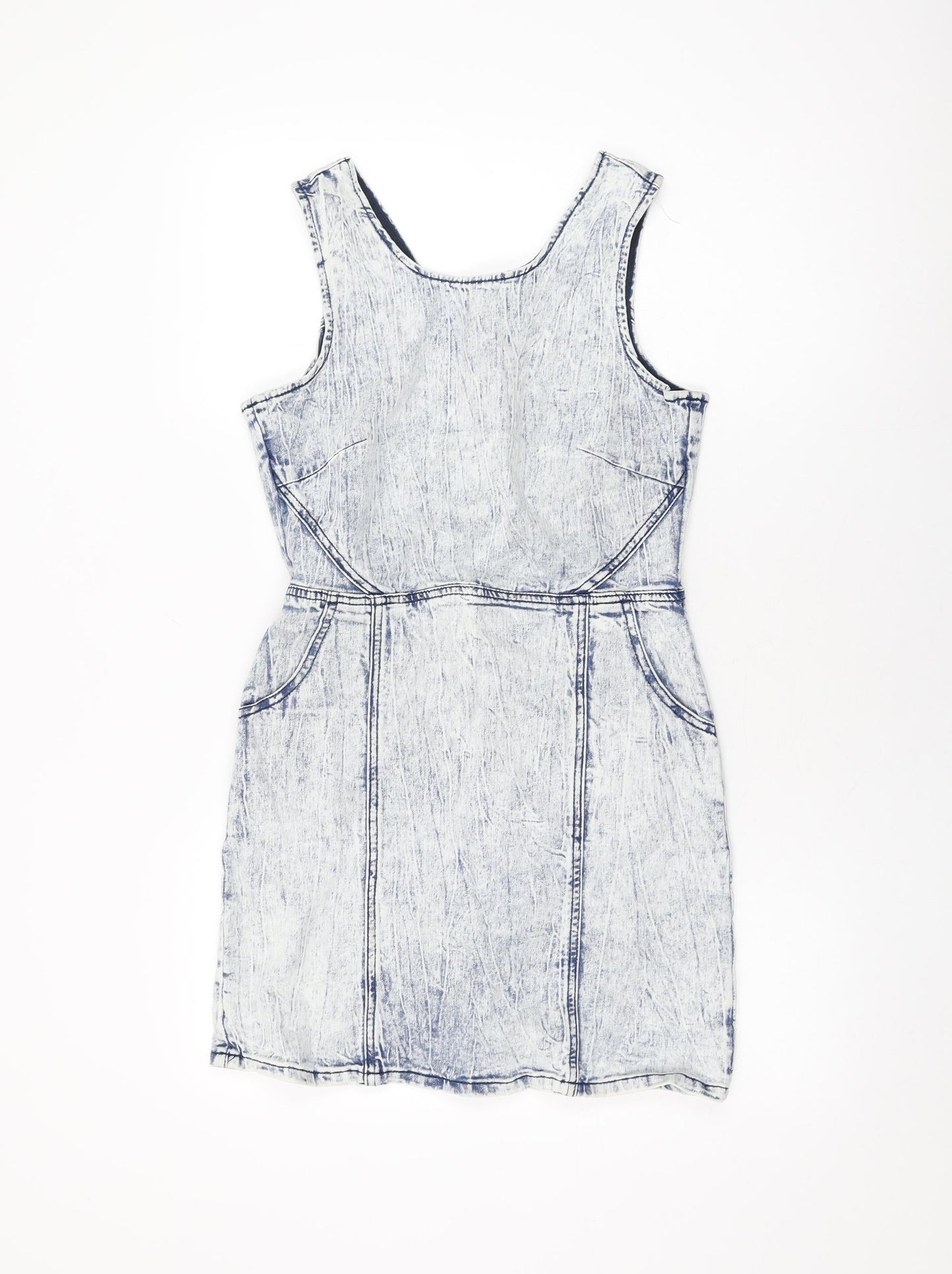 Denim Co Womens Blue Cotton Mini Size 10 Round Neck Zip