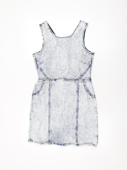 Denim Co Womens Blue Cotton Mini Size 10 Round Neck Zip