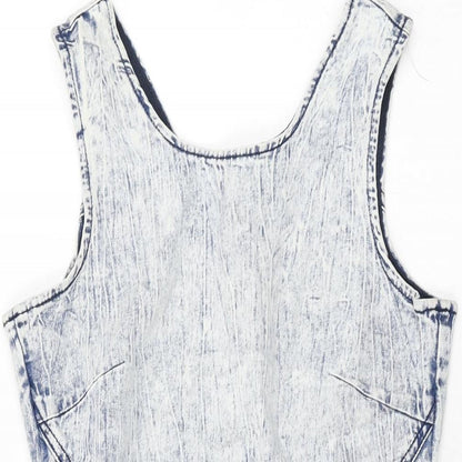 Denim Co Womens Blue Cotton Mini Size 10 Round Neck Zip