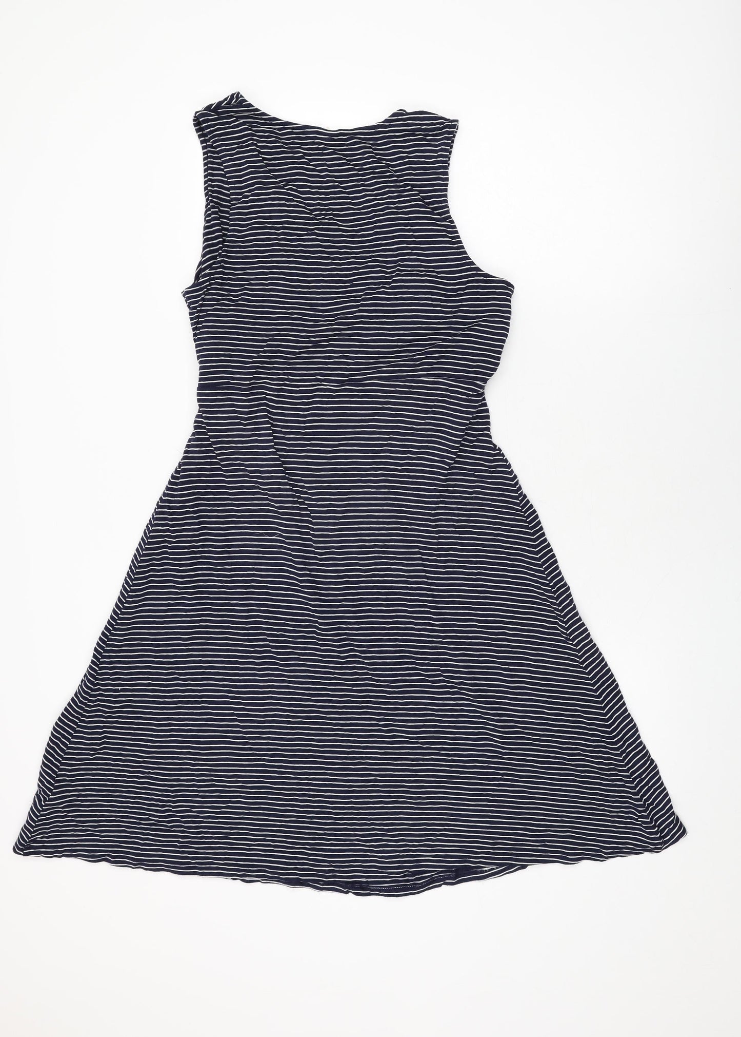 Gap Womens Blue Striped Viscose A-Line Size L V-Neck Pullover