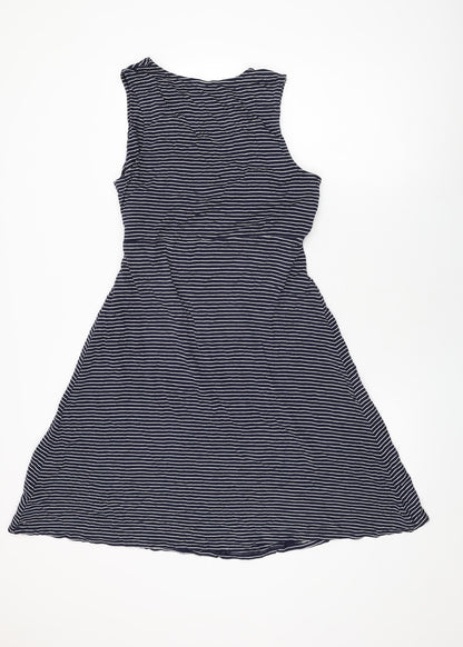 Gap Womens Blue Striped Viscose A-Line Size L V-Neck Pullover