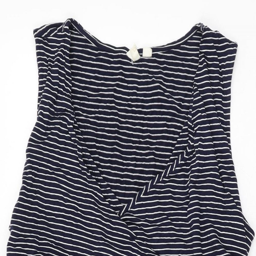 Gap Womens Blue Striped Viscose A-Line Size L V-Neck Pullover
