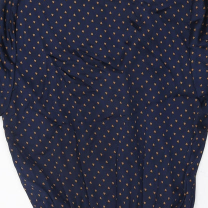 Glamorous Womens Blue Geometric Polyester Skater Dress Size 8 V-Neck Button