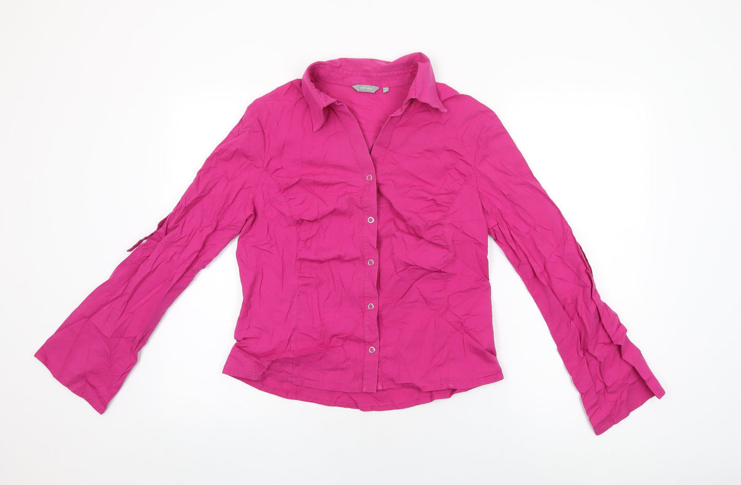 Womens UK Size 16 Per Una Pink Basic Button-Up