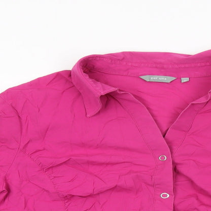 Womens UK Size 16 Per Una Pink Basic Button-Up