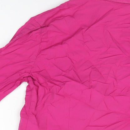 Womens UK Size 16 Per Una Pink Basic Button-Up