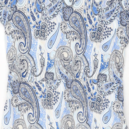 Amy & Clo in Vogue Womens White Paisley Polyester A-Line Size S V-Neck Button - Size S/M