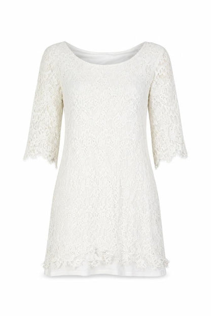 Izabel London Womens White Floral Polyester Mini Size 8 Round Neck Lace Up
