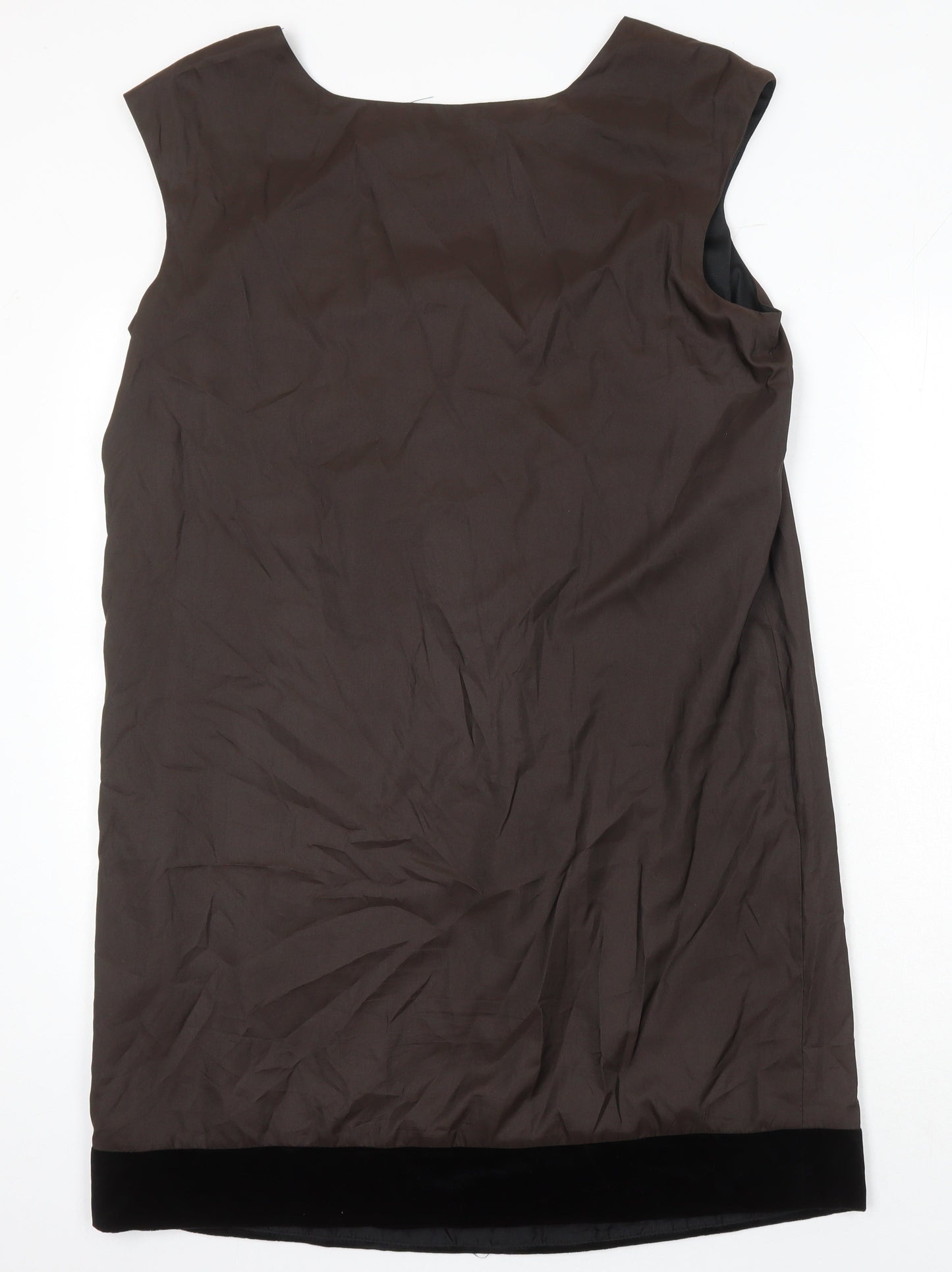 Feathers Womens Brown Houndstooth Polyester Shift Size L Scoop Neck