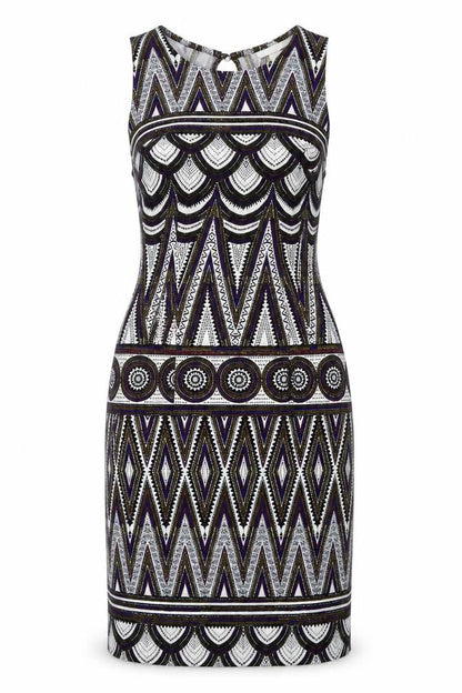 H&M Womens Multicoloured Geometric Polyester Bodycon Size XS Round Neck