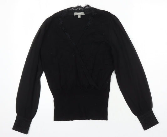 Womens UK Size S Oasis Black Jersey Blouse