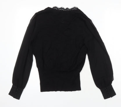 Womens UK Size S Oasis Black Jersey Blouse