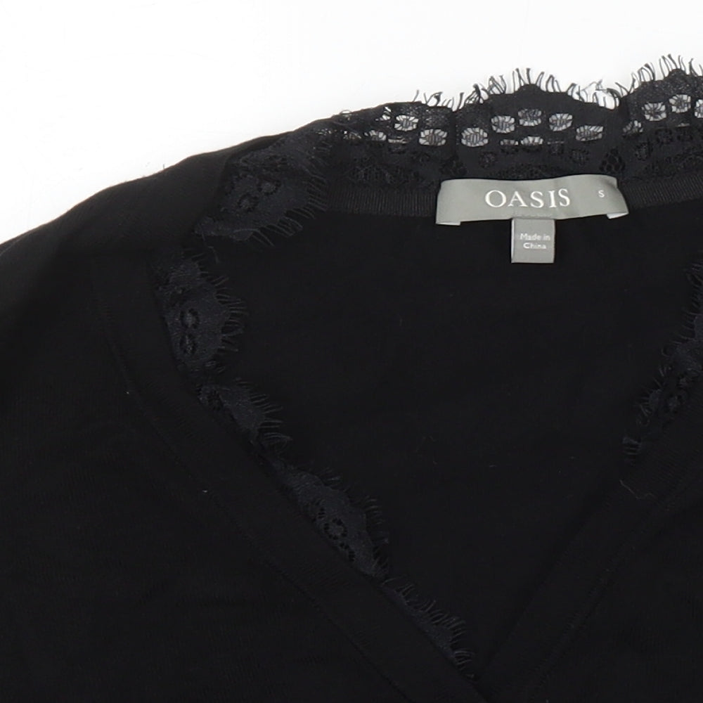 Womens UK Size S Oasis Black Jersey Blouse