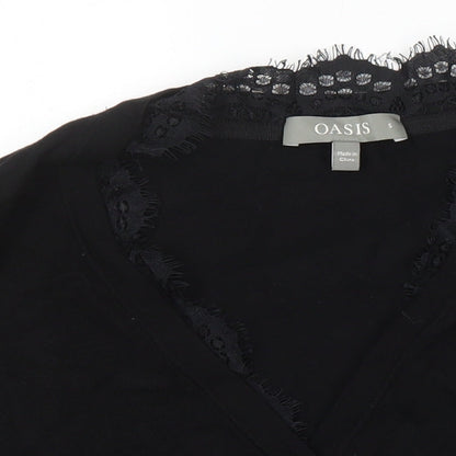 Womens UK Size S Oasis Black Jersey Blouse