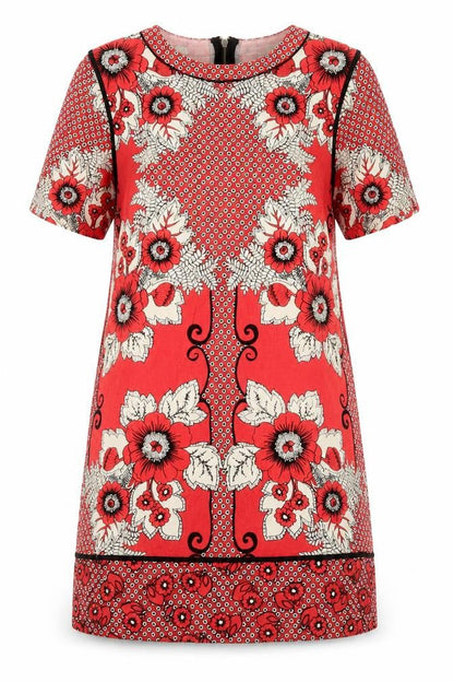 Warehouse Womens Ivory Floral Chlorofibre Shift Size 12 Boat Neck