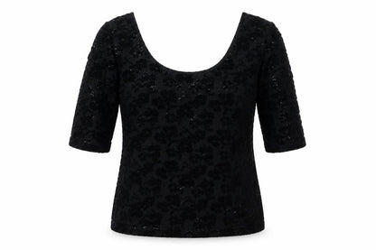 Pure Good Womens Black Nylon Tunic Blouse Size M Boat Neck