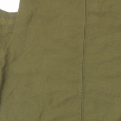 River Island Womens Green Geometric Cotton Shift Size 10 Round Neck - Cold shoulder