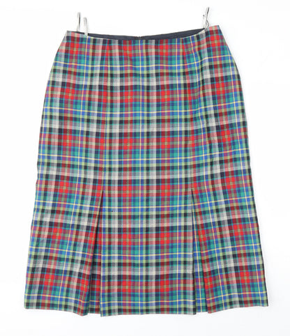 Seda Modell Womens Ivory Check Polyester A-Line Skirt Size 46 in Zip