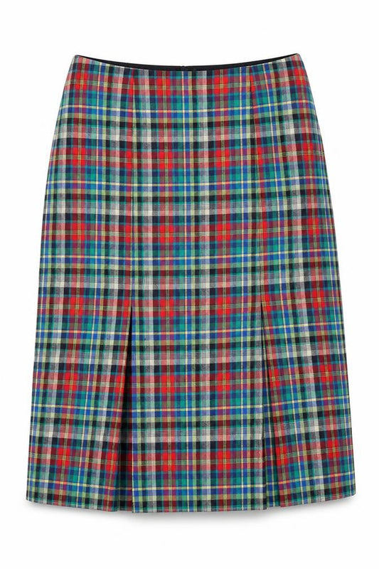 Seda Modell Womens Ivory Check Polyester A-Line Skirt Size 46 in Zip