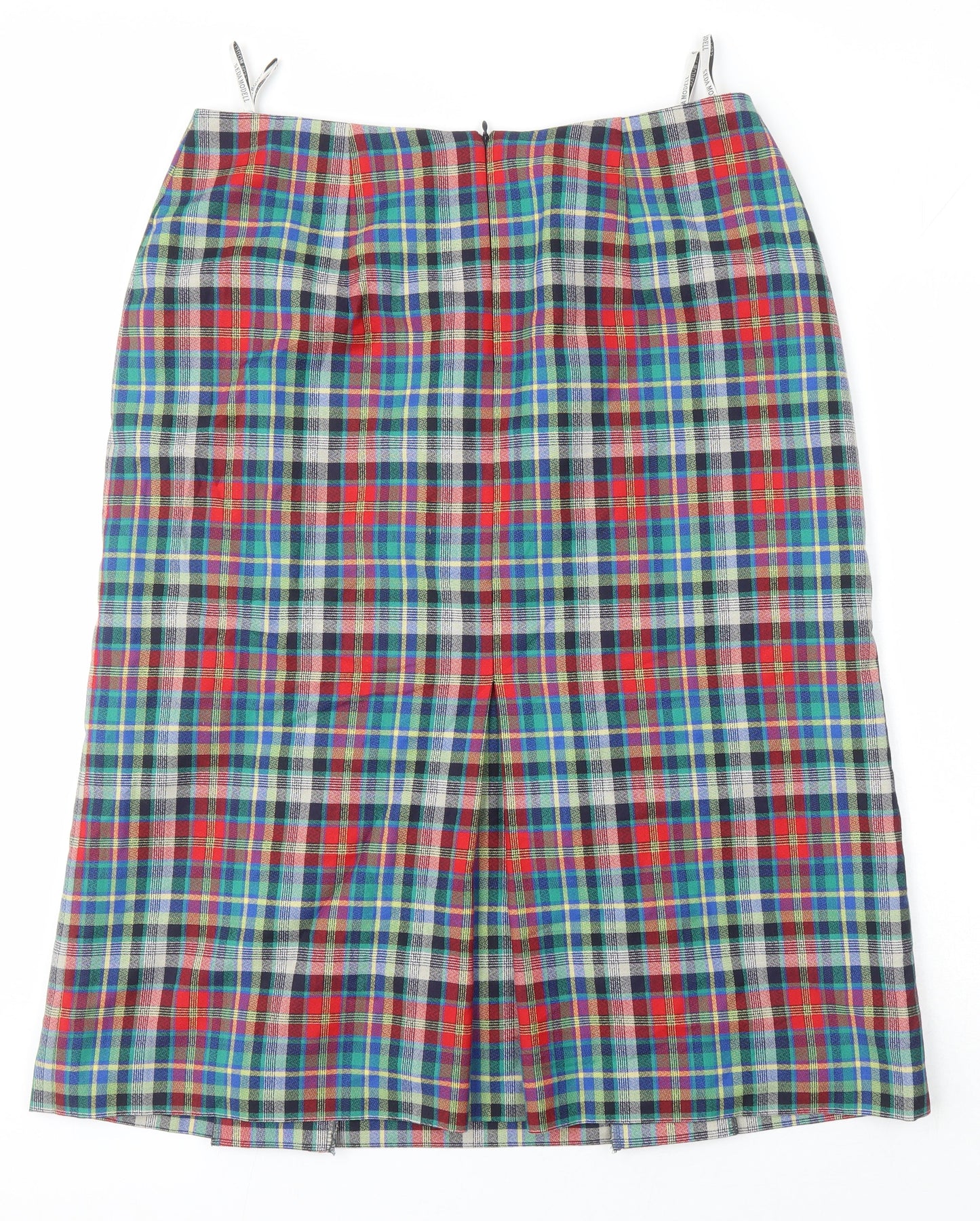 Seda Modell Womens Ivory Check Polyester A-Line Skirt Size 46 in Zip