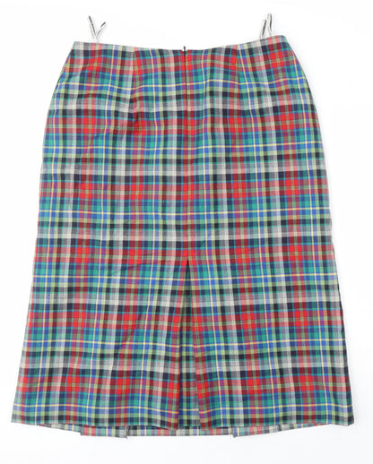Seda Modell Womens Ivory Check Polyester A-Line Skirt Size 46 in Zip