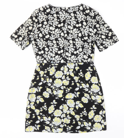 Oasis Womens Multicoloured Floral Polyester Skater Dress Size 10 Round Neck