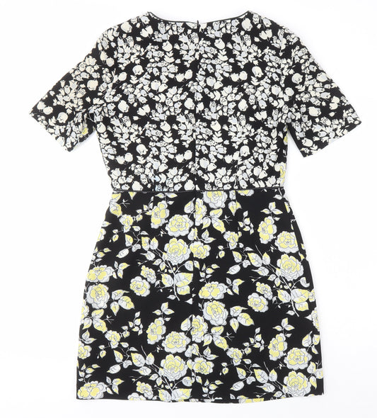 Oasis Womens Multicoloured Floral Polyester Skater Dress Size 10 Round Neck