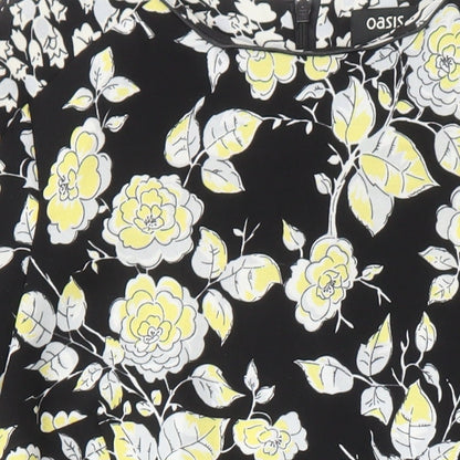 Oasis Womens Multicoloured Floral Polyester Skater Dress Size 10 Round Neck